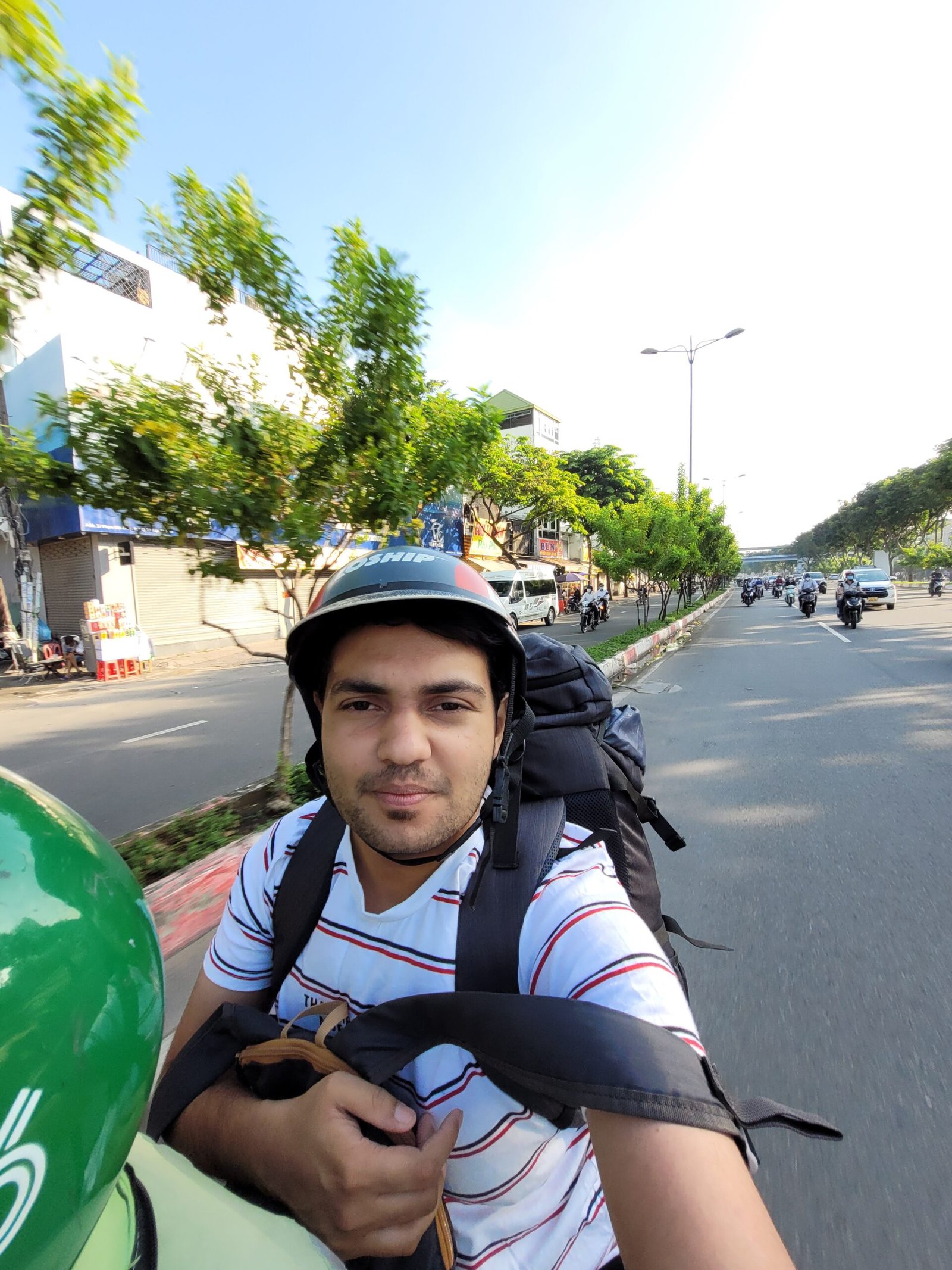 Vietnam Grab bike ride Hanoi Vietnam budget transport