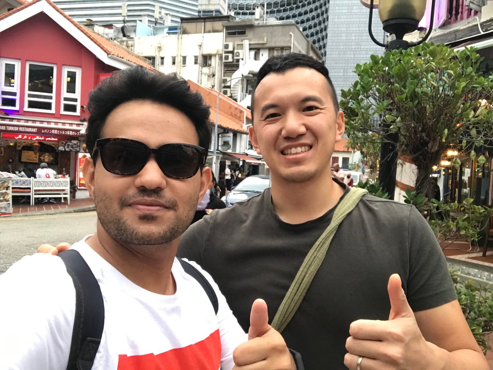 Salman Najeeb with friend Singapore budget travel India